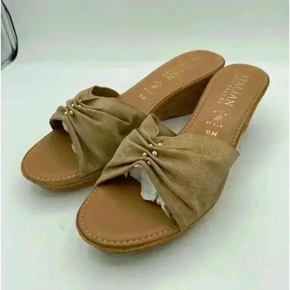 Italian Shoemakers Sandals Wedge Heel 11 - Picture 1 of 3